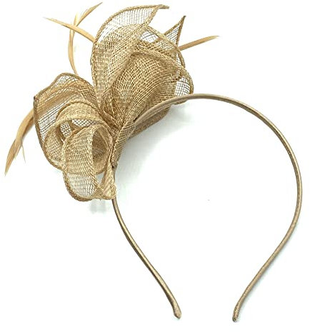 Swirl Looped Feather Aliceband Fascinator Ladies Wedding, Ascot, Races Headband (Nude)