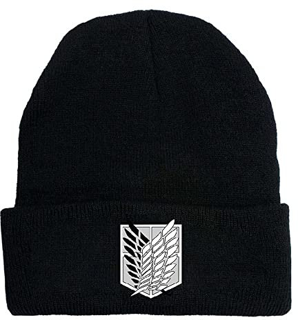 Anime AOT Casual Mützen für Männer Frauen Gestrickte Winter Hut Solide Bedrucktes Motorhaube Unisex Kappe