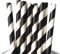 Lot de 250 pailles en papier à rayures noires et blanches 200 x 6 mm