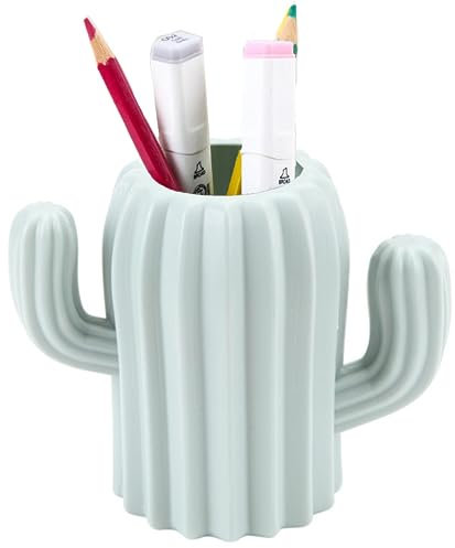 XFLYP Portapenne, Creativo Divertente Forma di Cactus Portamatite per Scrivania, Organizer da Tavolo, Porta Pennelli da Trucco, Casa e Ufficio Divertente Organizer per Scrivania (Verde)