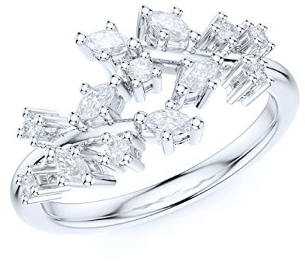 PRSTANI Bague de mariage en argent sterling avec branches d'arbre et diamants synthétiques