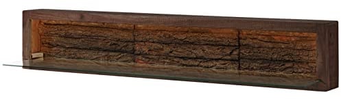 Wandregal Akazie dunkelbraun lackiert BARK #205 | 145x30x27 cm (BxTxH) 22 kg Landhaus montiert vollmassiv