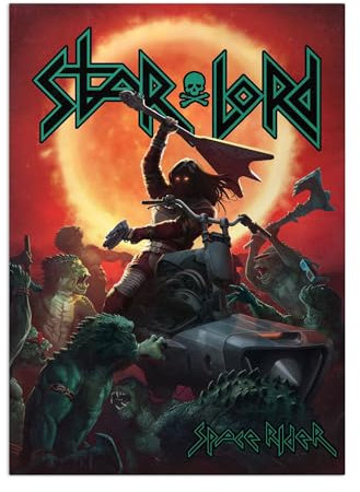 Displate Offiziell Marvel MetallPoster Magnetische Befestigung Inklusive Lizenziert Bilder Hochwertiges Poster The Guardians Of The Galaxy Game - Star-Lord Space Rider Poster 45 cm x 32 cm