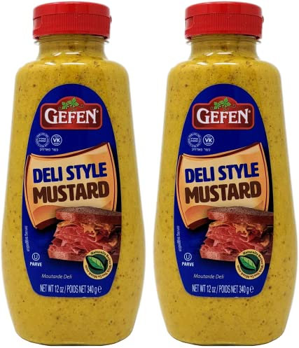 Gefen Deli Style Mustard 340g (Pack of 2) | New York Deli Style Mustard Sauce for BBQs, Hot Dogs, Burgers, Cooking, Sandwich Spread & Parties