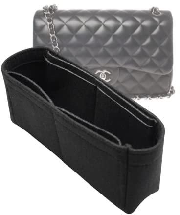 Lckaey Taschen-Organizer-Einsatz für klassische Klappe, Mini-Taschen-Former, Geldbörsen-Einsatz, Premiumhandtaschen-Filz-Organizer, 2009 schwarz-mini