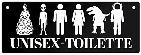 Unisex-Toilette Metallschild L in 10,5x28cm in schwarz