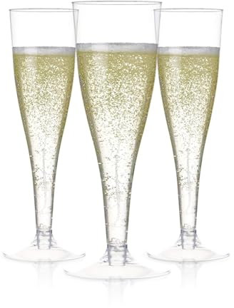 200 Kunststoff Champagnerflöten Einweg | Klare Kunststoff Champagnergläser für Partys | Plastik Toastgläser | Mimosa Gläser | Hochzeit Party Großpackung | Silvester Party Supplies 2023