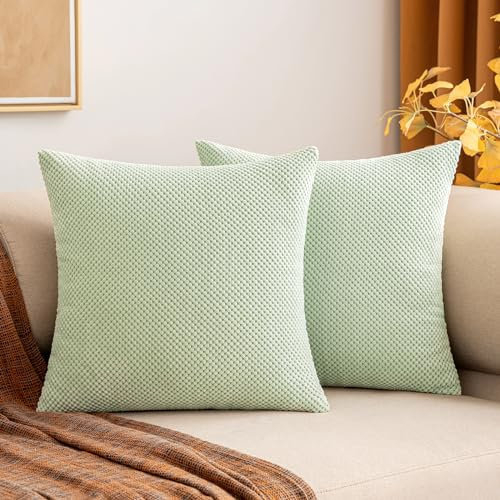 MIULEE 2er Set Kissenbezüge Dekokissen Körnig Dekorativ Kissenbezug Kissenhülle Sofakissen Deko Bezug Weich Zierkissen Kissen für Wohnzimmer Schlafzimmer 50x50cm Hellgrün