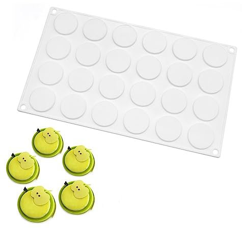 Stampo in silicone per cioccolatini, biscotti, 15 fori, forma rotonda, strumenti per fondente e decorazione torte (rotondo G_30 x 17 x 0,81 cm)