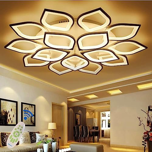 MyLjp LED Deckenleuchte Dimmbar, 180W Deckenlampe Wohnzimmerlampe Farbwechsel Moderne Kreative Wohnzimmerlampe Weiß Acryl Energie Sparen Dimming Deckenbeleuchtung Küche Schlafzimmerlampe