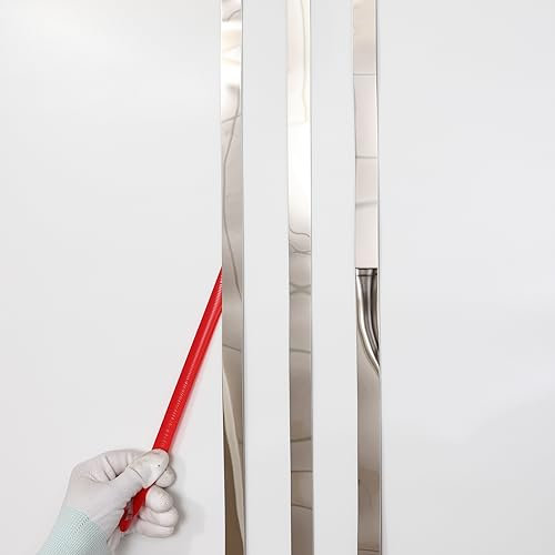 Taaizau Silver Metalized Mirror-Like Finish Molding Trim, Peel and Stick Strip for Mirror Frame, Wall, Fireplace and Home DIY Decoration (5m x 1cm)