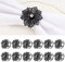 SIYOMG 12 Stück Blume Serviettenring Schnalle, Aushöhlen Blumen Metall Serviettenringe Halter für Hochzeitsbankett Weihnachtsessen Tischdekor (Schwarz)