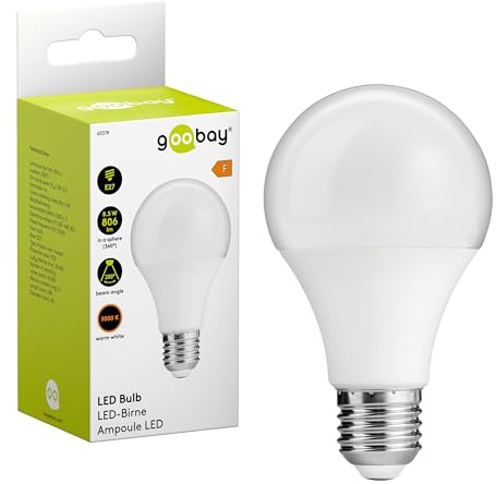 Goobay LED Birne E27 8,5 Watt - Warmweiß, Energiesparend, Mattiert - Leuchtmittel als Ersatz für Glühbirne