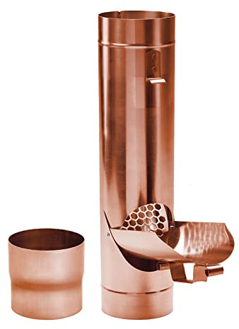 Fallrohrklappe Kupfer mit Sieb DN 87 inkl. Adapter Regenwasserklappe Regenrohrklappe zum Befüllen von Regentonnen, Regenfässer und kleineren Regenwassertanks.