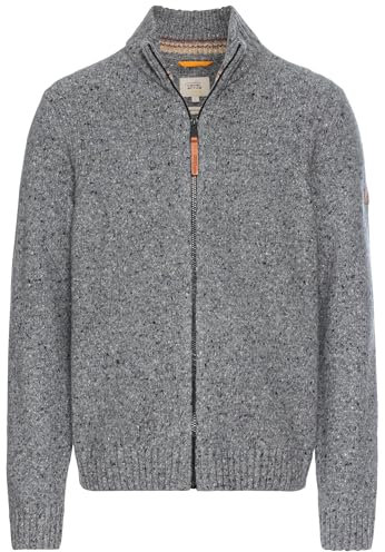 camel active Herren Strickjacke aus nachhaltiger Merinowolle Grau, Menswear-XXL
