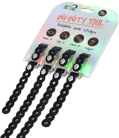 MODL Infinity Tool™ 2.0 Modular Straps (4-Pack) - Flexible Multi-Tool, Utility Bracelet, Gear Strap, Wearable Gadget for Outdoor Adventure, Survival, Camping, Travel, EDC, Two 8-inch & two 16-inch