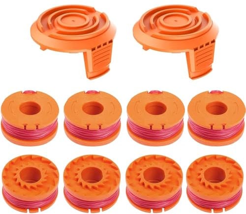 8 Pack WA0004/WA0010 Bobina per Decespugliatore,2 Copertura Compatibile con Worx Decespugliatore WG150 WG163E WG183E WG157E