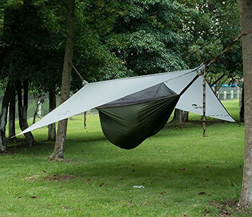 Einzelne Camping-Hängematte mit Zelt, regenfestem Sonnenschutz, Hängematte mit Moskitonetz, 40D Ristop-Nylon, Wandern