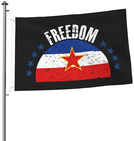 Bandera de Yugoslavia y bandera de la libertad, 2 x 3 pies, doble cara, duradera, decorativa al aire libre, bandera de poliéster para el hogar, patio, césped, bandera de bienvenida