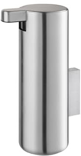 blomus Seifenspender MODO mit Wandhalterung | Edelstahl Matt | 165 ml | 5,5L x 9B x 16H cm | Handseifenspender aus mattem Edelstahl | Flüssigseifenspender