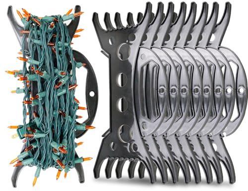 Filltown 8-teiliger Kabelwickler aus Kunststoff, Kabel-Manager als Organizer, Mehrzweck-Organisator, Seil-Organisator für Lichterketten, Verlängerungskabel, Kränze, Perlen usw., Schwarz