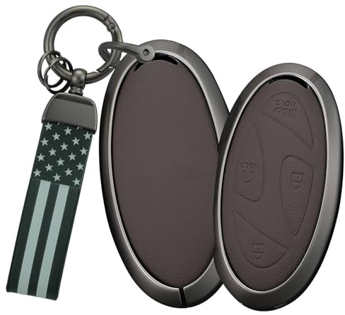 TECART Passend für Hyundai IONIQ 6 Schlüsselanhänger-Hülle, Leder, Schlüsselanhänger-Schutzhülle, Nationalflagge, Braun, National flag-Brown