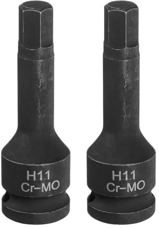 sourcing map Lot de 2 douilles hexagonales H11 (11 mm) en acier CR-MO pour clés à cliquet électriques, vis de fixation