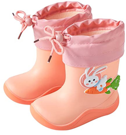 Stivali da pioggia per bambini, imbottiti, in gomma, antiscivolo, impermeabili, comodi, da pioggia, per bambini, a mezza gamba, per bambini, invernali, caldi, 2-9 anni, e, 14