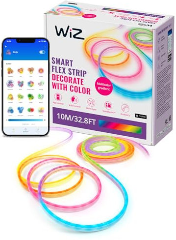 WiZ Tunable White and Color Neon Flex Lightstrip 10m, LED Streifen mit 16 Mio. Farben oder warm- bis kaltweißem dimmbarem Licht, smarte Lichtsteuerung über WLAN per Stimme/App