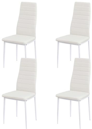 buybyroom Set Sedie Sala da Pranzo 4 Sedia Tavolo Pranzo e Seduta Ergonomica Soggiorno Cucina Camera Gambe in Metallo Sedie Sala da Pranzo,Bianche