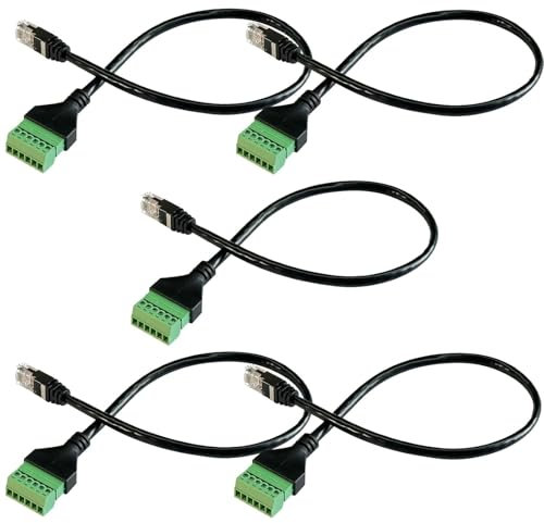 PENGLIN 5 Stück RJ12 Stecker auf 6 Pins Schraubklemmenblock Adapter für Cat3 Telefon Verlängerungskabel,RJ12 6P6C Stecker auf 6 poligen Telefonkabel