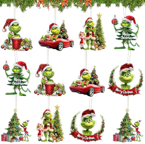 Christmas Hanging Ornament, Christmas Decorations, 12 Pcs Unique Cute Wooden Ornaments, Christmas Tree Decorations For Xmas Home Party, Christmas Decorations Tree Enhances Holiday Spirit