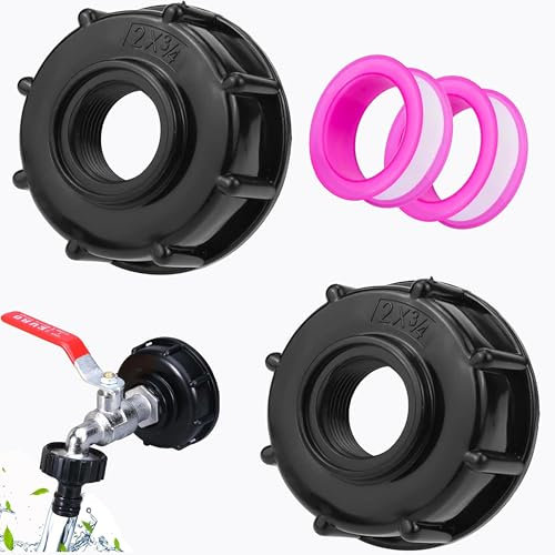 hufhnwso IBC Schlauchanschluss Adapter, S60x6 Grobgewinde zu 3/4 Schnuller-Ventiladapter, Container-Zubehör, IBC-Verbinder für 2 Tanks, Gartenschlauch-Anschluss, 2 Stück