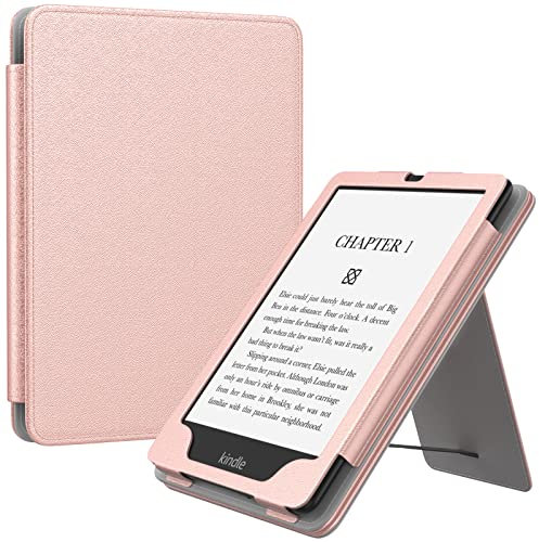 MoKo Étui Compatible avec 6,8 Pouces Kindle Paperwhite 11e Gén Modèle 2021, Coque de Protection avec Dragonne, Auto Réveil/Veille pour Kindle Paperwhite Édition Signature, Or Rose