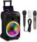 Karaoke Machine for Adults with 2 Microphones(1 Wired & 1 Wireless), Hukkmela Portable Bluetooth Speaker with Microphone, Bass/Treble Adjustment, TWS Mode, PA System, LED Lights for Home Party