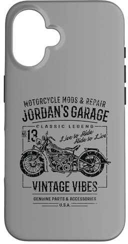 iPhone 16 Jordan's Garage Motorcycle Design for the Name Jordan Case