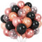 Roségold Schwarz Luftballons, 60 Stück Schwarz Metallic Rosegold Latex Luftballons mit Konfetti Ballons, Schwarz Roségold Geburtstagsdeko für Mädchen Frauen Hochzeit Verlobung Babyparty Dekoration