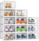 HOMIDEC Shoe Storage Box,12 pcs Stackable Shoe Boxes Clear Plastic Shoe Organizer Shoe Containers with Lids for Women/Men,Fit UK 9.5