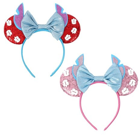 Cute Stuff Haarreifen für Mädchen mit Stitch Ohren – 2 Niedliche Haarringe, Perfekte Haaraccessoires für Mädchen, Ideal als Geschenk