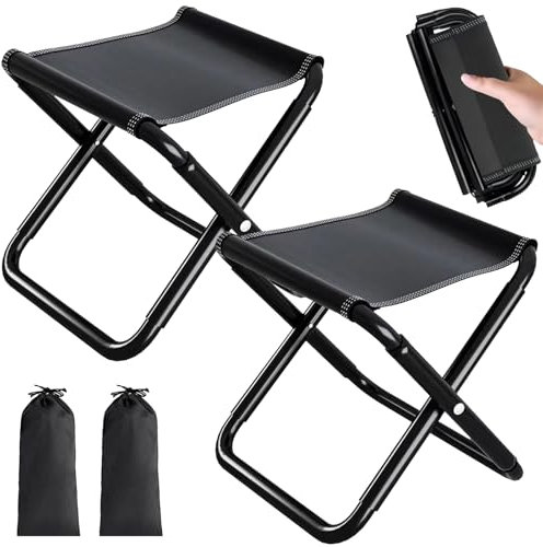 CHENBOOW Tragbarer Klapphocker,2 Stück Camping Hocker 30cm,Campinghocker,Gartenhocker,Leicht Sitz Falthocker,Klappstuhl,Mini-Klapphocker,mit Aufbewahrungsbeutel,für Reisen Wandern Garten