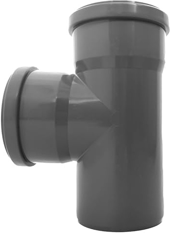 HT Abzweig T-Stück Verbinder DN 75 90° 87.5° Grau PP Kunststoff | mit Dichtung | Gummidichtung | Abwasser Installation | Kanalrohrsystem | Abwasserrohr | Kanalrohr | komplettes HT-System