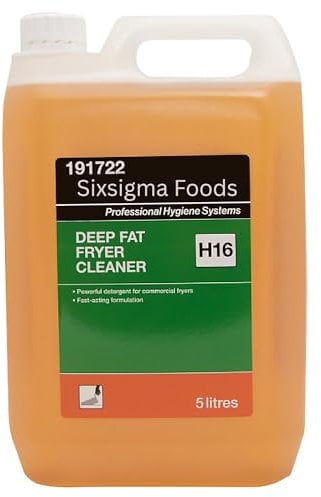 Sixsigma Foods Deep Fat Fryer Cleaner H16 5 Litres - Powerful Degreaser for Removing Carbon & Oil Build Up - Ideal for Commercial Kitchens, Restaurants, Cafés & Catering Equipment Cleaning