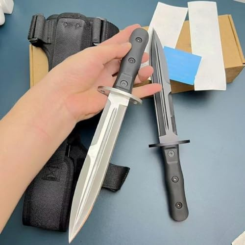 TEERMA A1Z Integriertes geschmiedetes gerades Messer im Freien mit Fester Klinge, Überlebensmesser, Jagdmesser(Farbe nach dem Zufallsprinzip versendet)