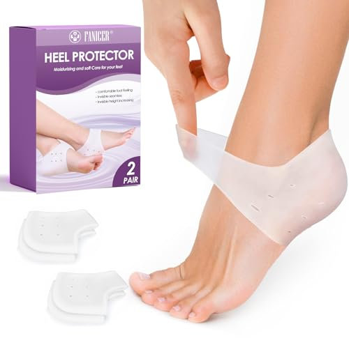 2 Paires Protège Talon en Silicone Respirant, Coussin de Talon de Gel en Gel Silicone, Anti-Frottement, Hydratant pour Pieds Secs, Prévention Cors & Ampoules,Homme/Femme