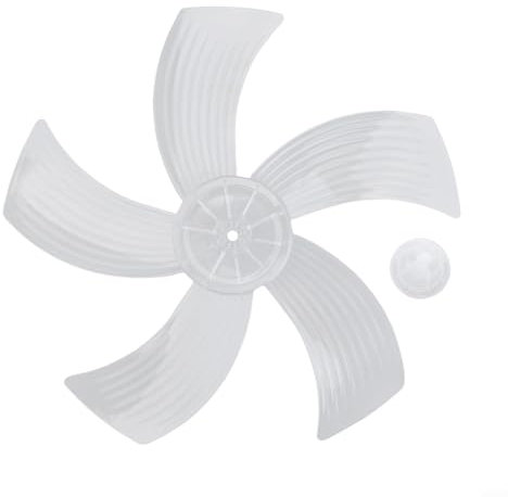 Juego de aspas de ventilador de repuesto de 14 pulgadas con cubierta de tuerca para uso doméstico compatible con varios modelos de ventilador (blanco transparente)