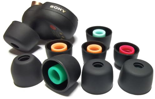 4 Pairs Silicone Ear Tips for Sony WF-1000XM5 (L/M/S/XS)-Replacement Tips for Sony Earbud WF-1000XM4 WF-1000XM3, Black