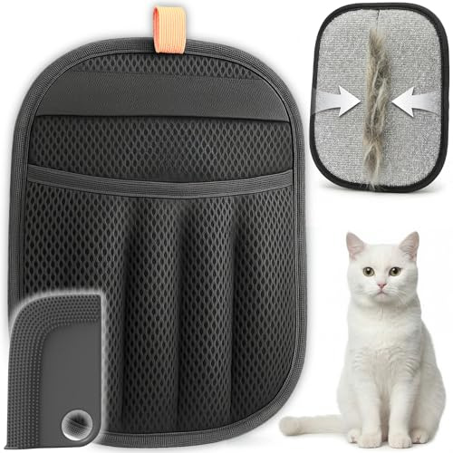 Gant Anti Poil Animaux PILPOIL + Raclette Anti Poils – Pack 2-en-1 – Gant Poil Chat Chien 5 Doigts Maintien Renforcé – Élimine Poils sur Canapé Tapis Voiture Vêtements – Réutilisable Lavable
