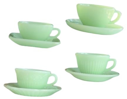 4 Pieces 1:6 Dollhouse Miniature Tea Cup and Saucers Set Furniture Toys