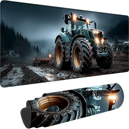Tapis de Souris Noir, Grand Tapis de Souris XXL 600x300x3 mm Tracteur sous Main Bureau, Mouse Pad pour Clavier et Bureau, avec Bords Surpiqués et Dos Antidérapant pour Gamer Maison, Cadeau w-7697