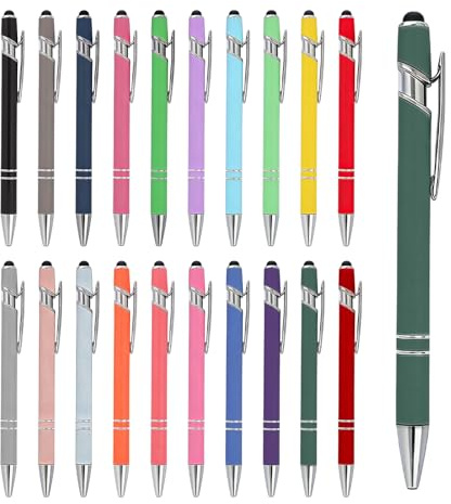 BAIFULAI 20 pezzi di penne a sfera con touchpen, 20 colori Pennino per tablet 2 in 1 Stylus per smartphone, Touchpen multifunzionale Universal Touch Pen per dispositivi touchscreen universali, 1,0 mm